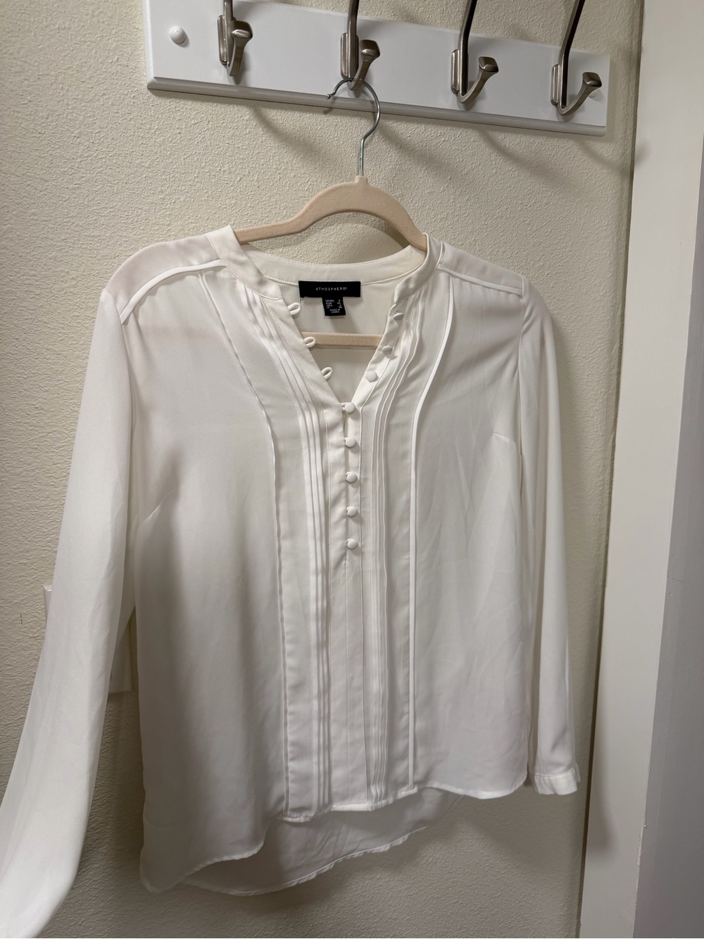 Atmosphere Ivory Pintuck Button-Front Blouse